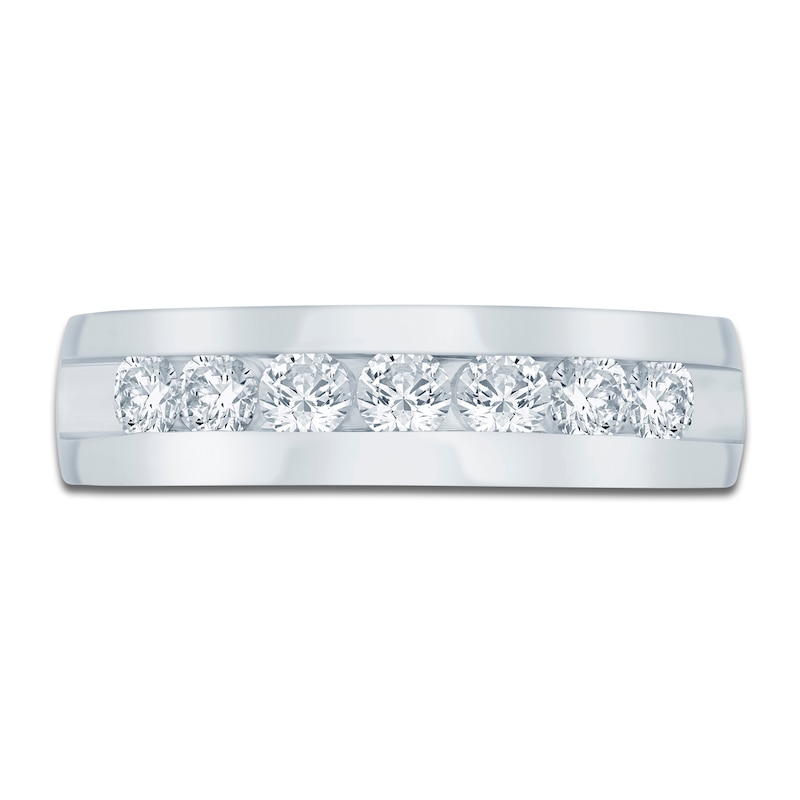 Main Image 3 of Men's Lab-Grown Diamond Seven-Stone Band 1 ct tw 14K White Gold
