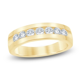Men's Lab-Grown Diamond Seven-Stone Band 1 ct tw 14K Yellow Gold