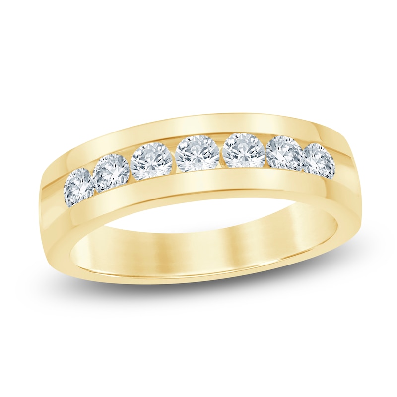Main Image 1 of Men's Lab-Grown Diamond Seven-Stone Band 1 ct tw 14K Yellow Gold