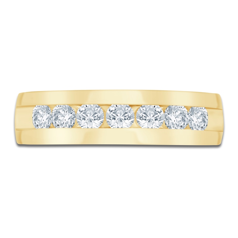 Main Image 3 of Men's Lab-Grown Diamond Seven-Stone Band 1 ct tw 14K Yellow Gold