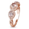 Thumbnail Image 2 of Oval-Cut Natural Morganite & Diamond Three-Stone Ring 1/4 ct tw 10K Rose Gold