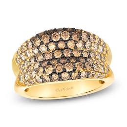 Le Vian Chocolate Ombré Diamond Multi-Row Concave Ring 2 ct tw 14K Honey Gold
