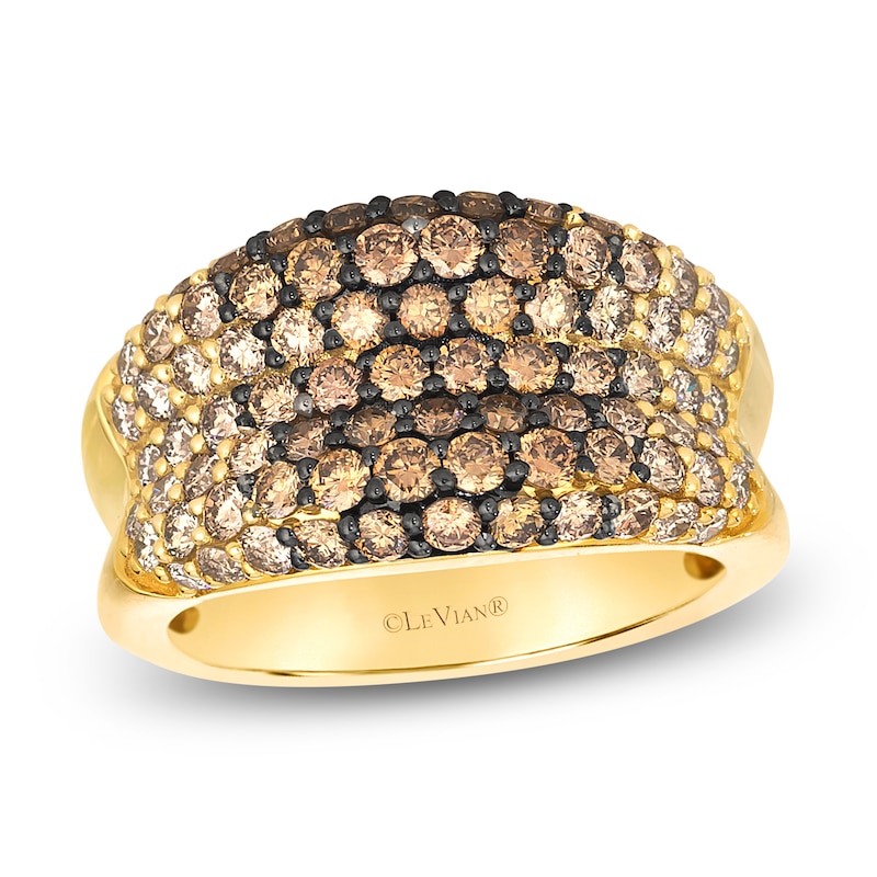 Main Image 1 of Le Vian Chocolate Ombré Diamond Multi-Row Concave Ring 2 ct tw 14K Honey Gold