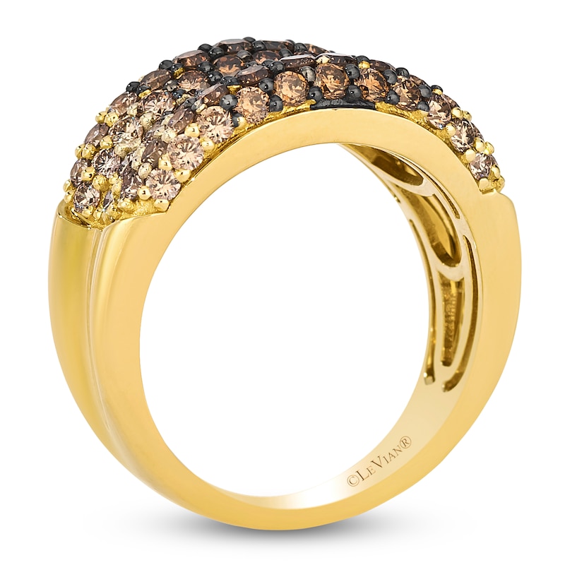 Main Image 2 of Le Vian Chocolate Ombré Diamond Multi-Row Concave Ring 2 ct tw 14K Honey Gold