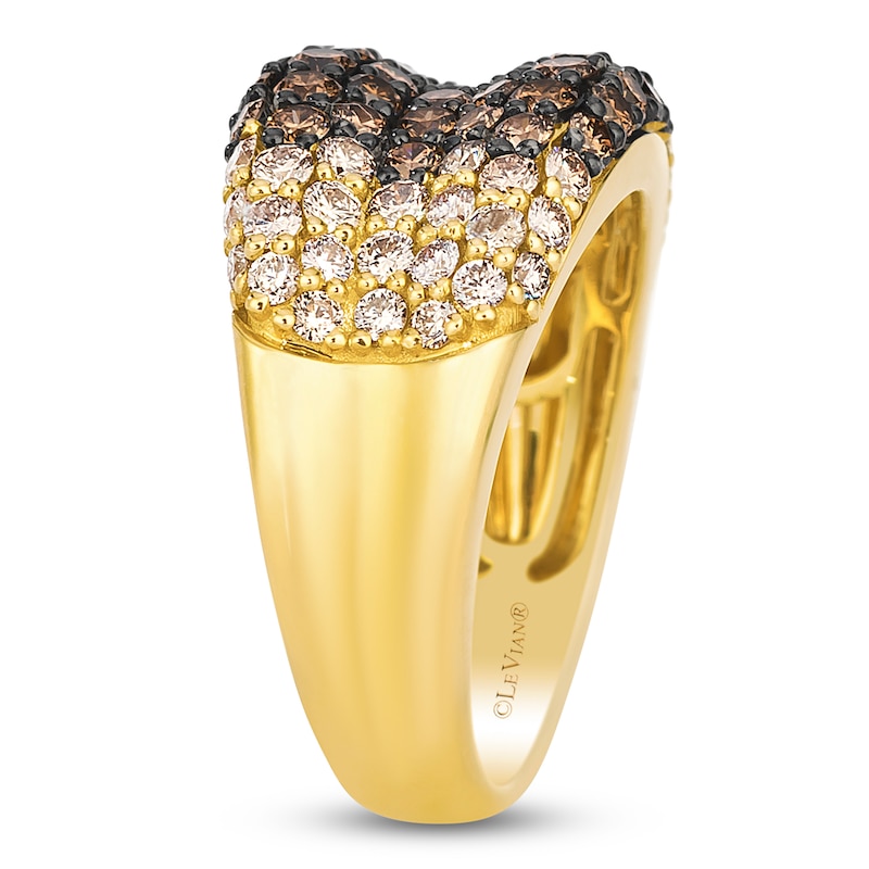 Main Image 3 of Le Vian Chocolate Ombré Diamond Multi-Row Concave Ring 2 ct tw 14K Honey Gold