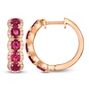Thumbnail Image 1 of Le Vian Oval-Cut Natural Ruby Hoop Earrings 3/8 ct tw Diamonds 14K Strawberry Gold