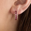 Thumbnail Image 3 of Le Vian Oval-Cut Natural Ruby Hoop Earrings 3/8 ct tw Diamonds 14K Strawberry Gold