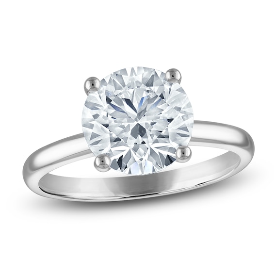 Round-Cut Lab-Grown Diamond Solitaire Engagement Ring 3 ct tw 14K White Gold (VS2/F)