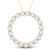 Thumbnail Image 1 of Diamond Circle Pendant Necklace 2 ct tw Round 14K Yellow Gold 18"