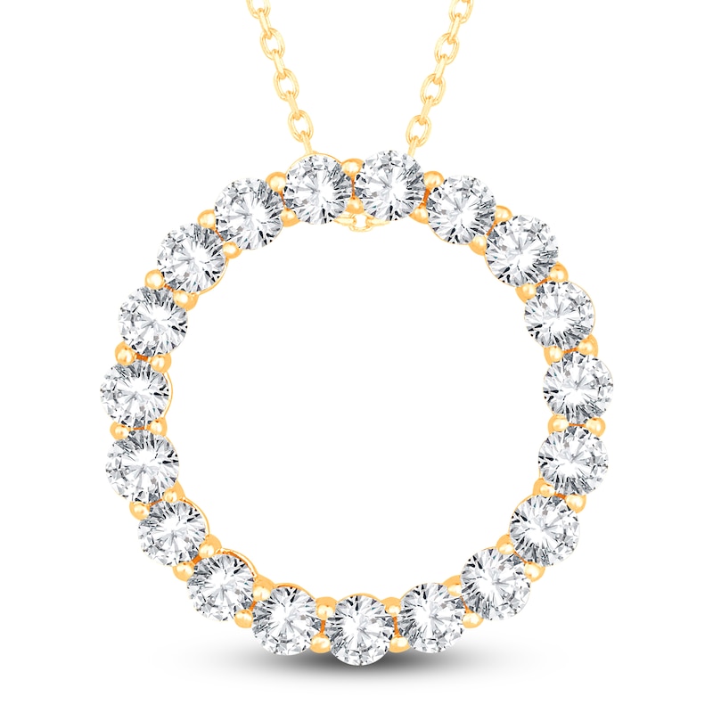 Main Image 1 of Diamond Circle Pendant Necklace 2 ct tw Round 14K Yellow Gold 18"