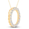 Thumbnail Image 2 of Diamond Circle Pendant Necklace 2 ct tw Round 14K Yellow Gold 18"