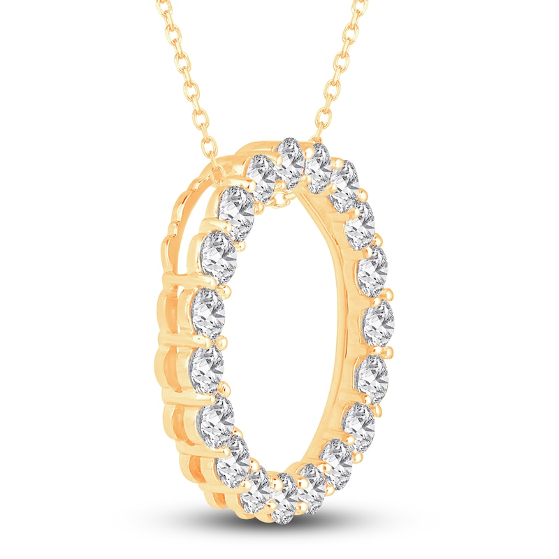 Main Image 2 of Diamond Circle Pendant Necklace 2 ct tw Round 14K Yellow Gold 18"