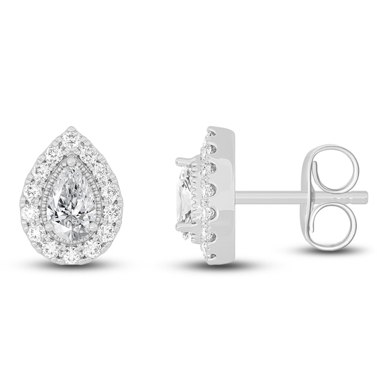 Diamond Earrings 5/8 ct tw Pear/Round 14K White Gold