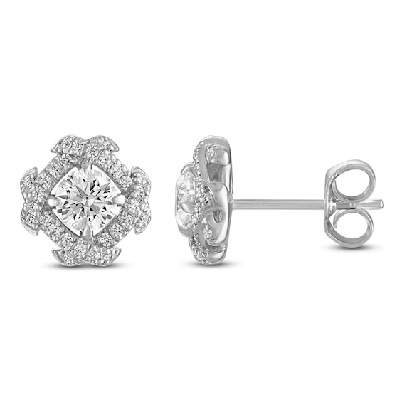 Unspoken Diamond Halo Stud Earrings 1 ct tw 14K White Gold