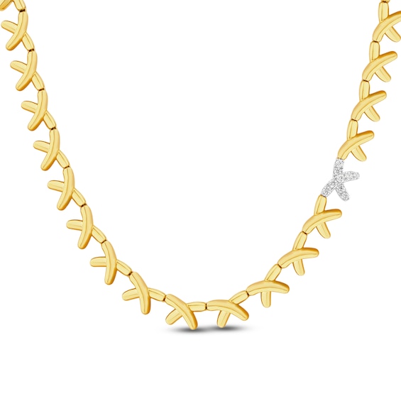 Unspoken Diamond Crosslink Necklace 1/4 ct tw 14K Two-Tone Gold 17"
