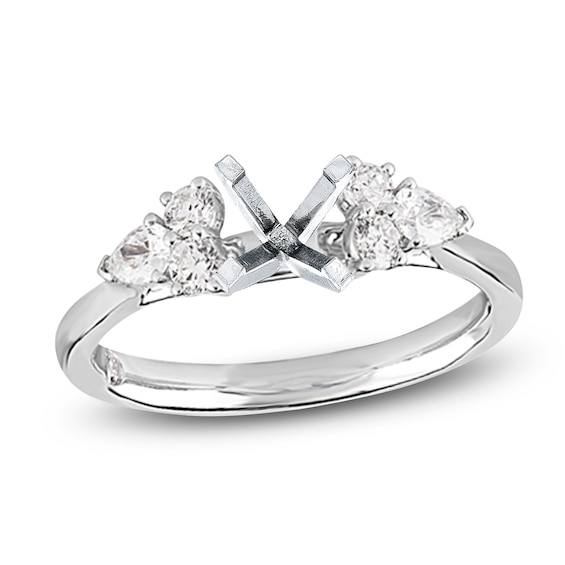 Storied Diamond Desert Sands of Eternity Pear-Shaped & Round-Cut Trios Engagement Ring Setting 1/2 ct tw 18K White Gold