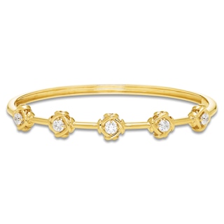 Unspoken Diamond Station Bangle Bracelet 1 ct tw 14K Yellow Gold 7"