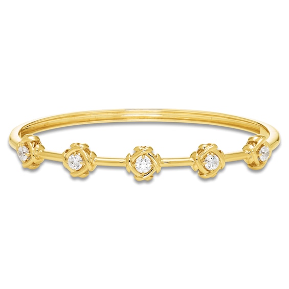 Unspoken Diamond Station Bangle Bracelet 1 ct tw 14K Yellow Gold 7"