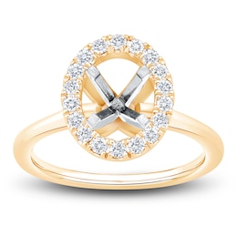 Certified Diamond Oval Halo Engagement Ring Setting 3/8 ct tw 14K Yellow Gold