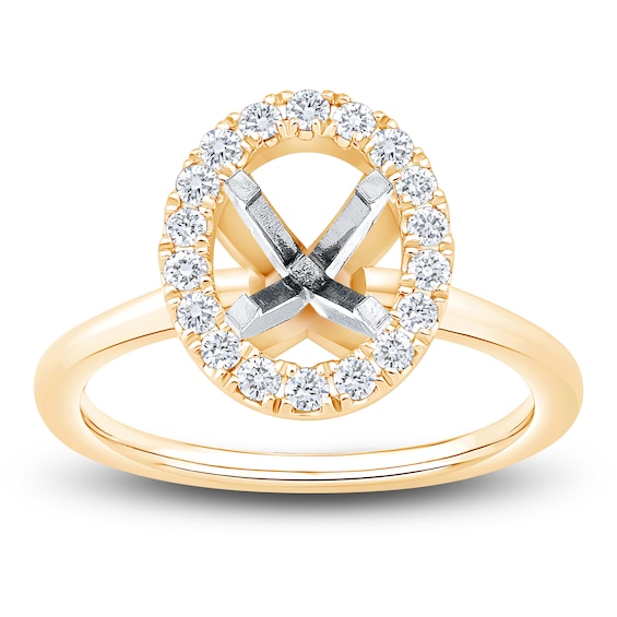 Chosen Certified Diamond Oval Halo Engagement Ring Setting 3/8 ct tw 14K Yellow Gold