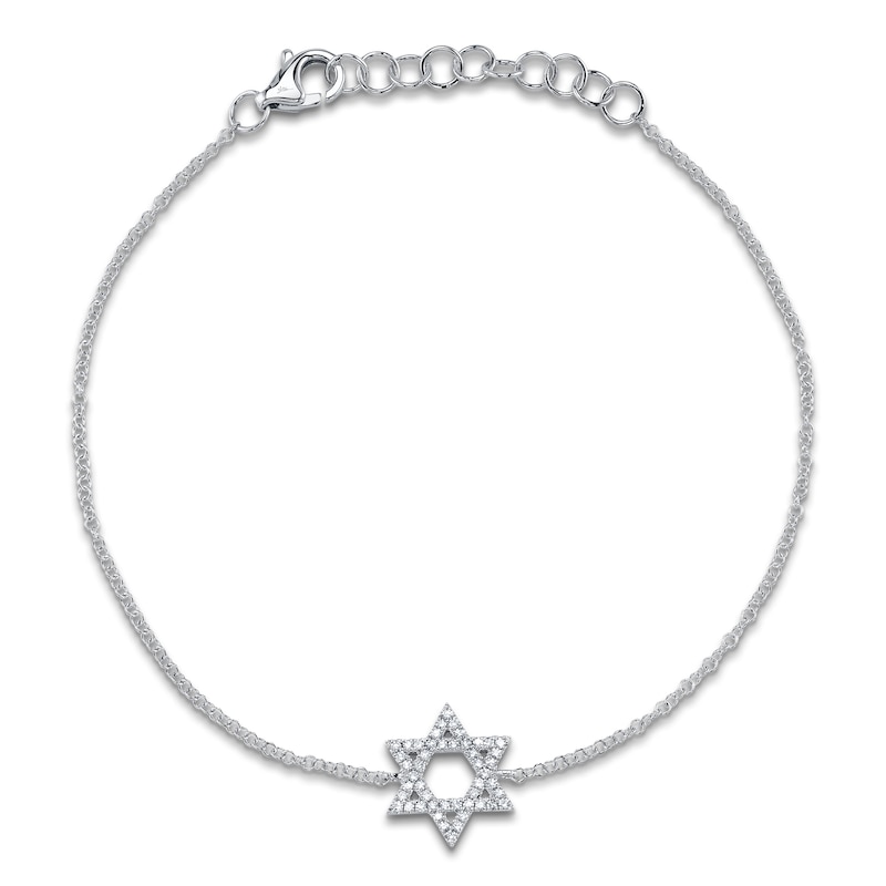Main Image 1 of Shy Creation Diamond Star of David Bracelet 1/10 ct tw 14K White Gold 7" SC55025501