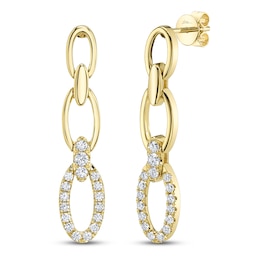 Shy Creation Diamond Oval Link Drop Earrings 1/2 ct tw Drop 14K Yellow Gold SC55021236V2