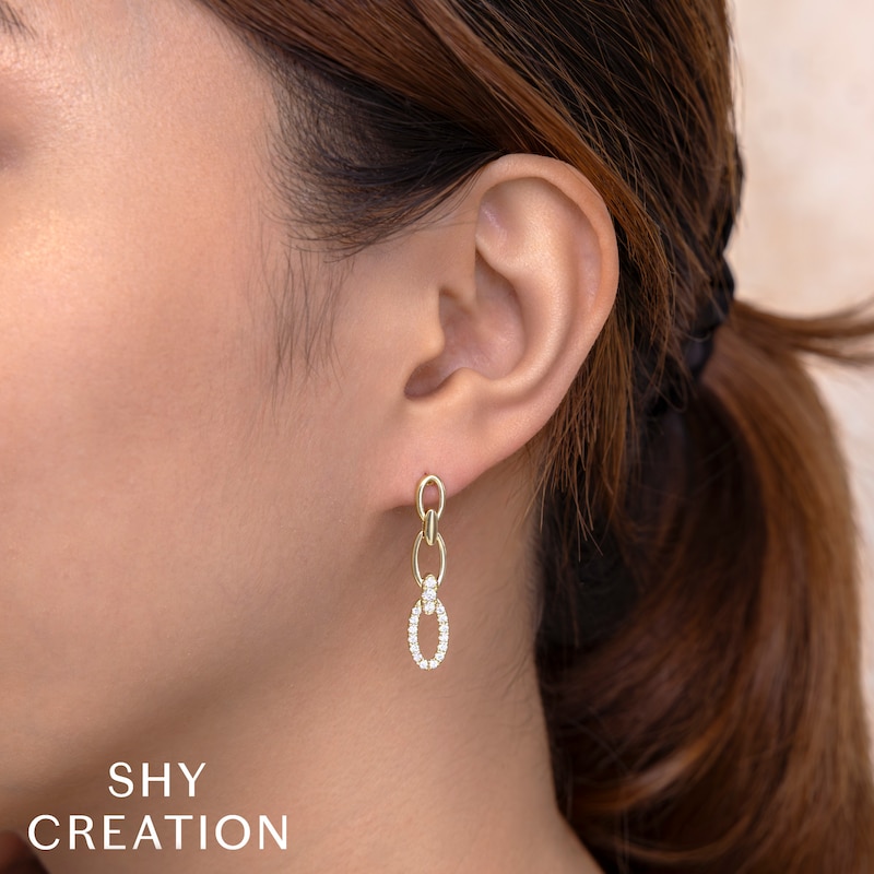 Main Image 2 of Shy Creation Diamond Oval Link Drop Earrings 1/2 ct tw Drop 14K Yellow Gold SC55021236V2