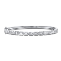 Shy Creation Baguette & Round-Cut Diamond Bangle Bracelet 7/8 ct tw 14K White Gold SC55011358ZS