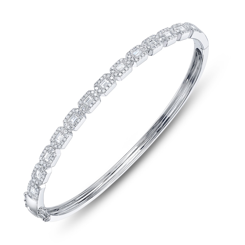 Main Image 2 of Shy Creation Baguette & Round-Cut Diamond Bangle Bracelet 7/8 ct tw 14K White Gold SC55011358ZS