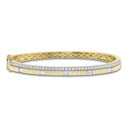 Shy Creation Emerald & Round-Cut Diamond Two-Row Bangle Bracelet 1 ct tw 14K Yellow Gold SC22009941RDZS