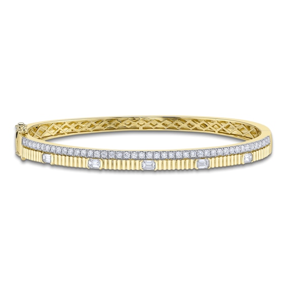 Shy Creation Emerald & Round-Cut Diamond Two-Row Bangle Bracelet 1 ct tw 14K Yellow Gold SC22009941RDZS