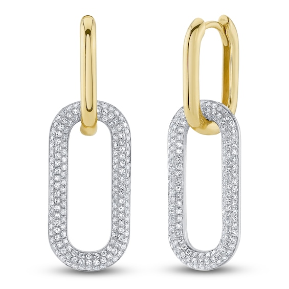 Shy Creation Diamond Hoop Drop Earrings 5/8 ct tw 14K Two-Tone Gold SC55025012