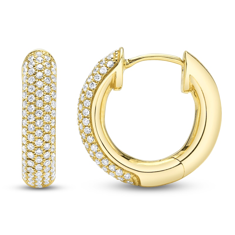 Main Image 1 of Shy Creation Diamond Hoop Earrings 3/8 ct tw 14K Yellow Gold SC22009384V2D0.60
