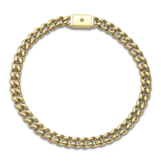 Cuban Curb Chain Bracelet 6mm Yellow Ion-Plated Solid Stainless Steel 8.5"
