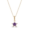 Thumbnail Image 1 of Natural Amethyst & Diamond Accent Star Necklace 14K Yellow Gold 18"