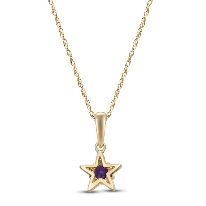 Main Image 3 of Natural Amethyst & Diamond Accent Star Necklace 14K Yellow Gold 18"