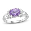 Thumbnail Image 1 of Oval-Cut Amethyst & White Lab-Created Sapphire Ring Sterling Silver
