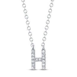 Shy Creation Diamond Accent Initial "H" Necklace 14K White Gold 18" SC55007903-H