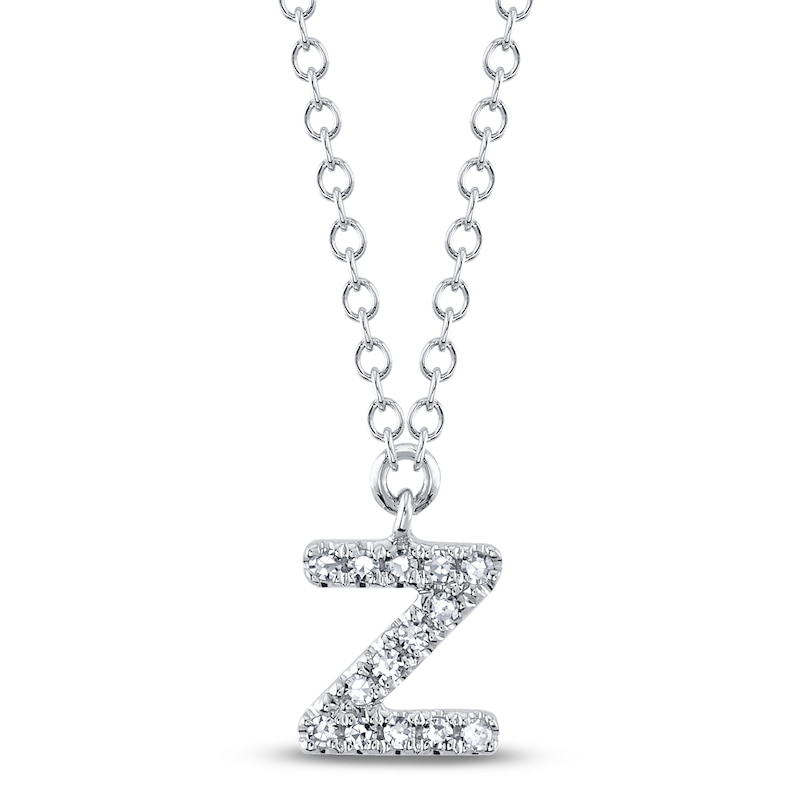 Main Image 1 of Shy Creation Diamond Accent Initial "Z" Necklace 14K White Gold 18" SC55007903-Z