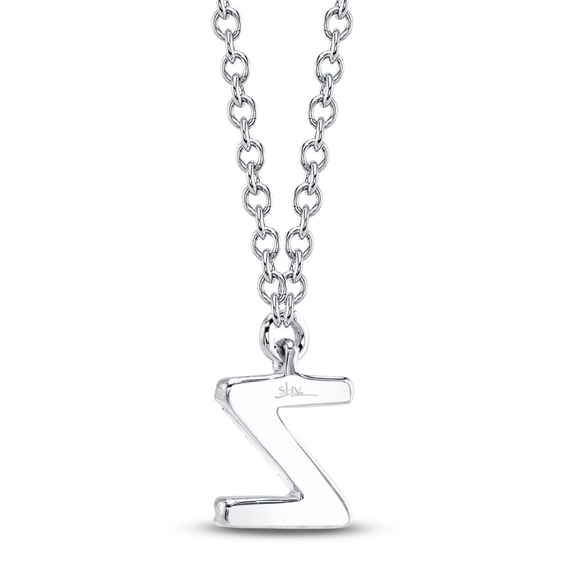 Main Image 3 of Shy Creation Diamond Accent Initial "Z" Necklace 14K White Gold 18" SC55007903-Z