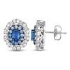 Thumbnail Image 1 of Le Vian Oval-Cut Natural Blue & White Sapphire Halo Earrings 14K Vanilla Gold