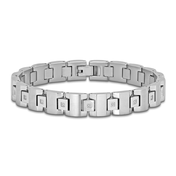 Mens Diamond Link Bracelet 110 ct tw Stainless Steel 85