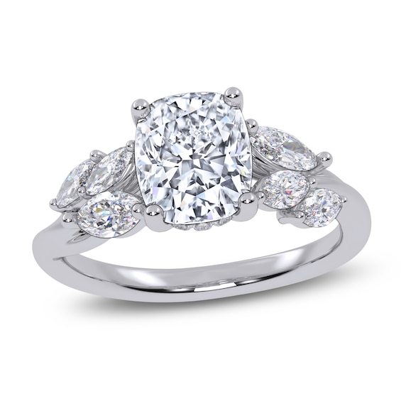 Certified Cushion-Cut Lab-Grown Diamond Hidden Halo Engagement Ring 2 ct tw 14K White Gold
