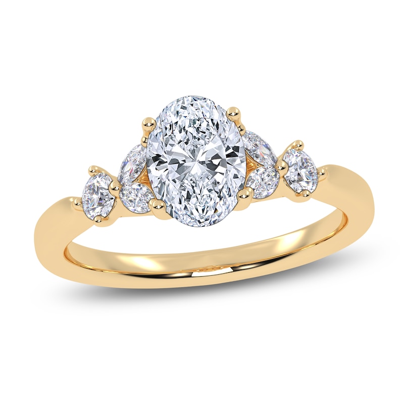 Main Image 1 of Certified Oval-Cut Lab-Grown Diamond Engagement Ring 1 ct tw 14K Yellow Gold
