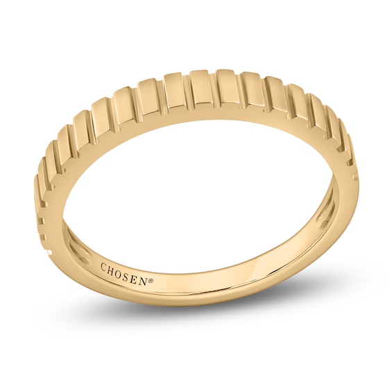 Chosen Ridged Stackable Anniversary Ring 14K Yellow Gold