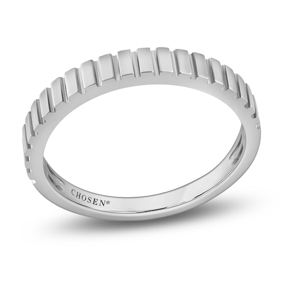 Chosen Ridged Stackable Anniversary Ring 14K White Gold