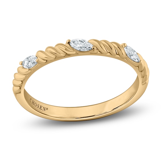 Chosen Certified Marquise-Cut Diamond Stackable Twist Anniversary Ring 1/8 ct tw 14K Yellow Gold