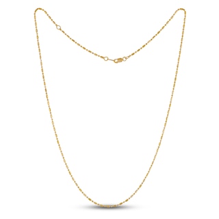 1.45mm Diamond-Cut Long & Short Bead Chain Necklace Solid 10K Yellow Gold 20"