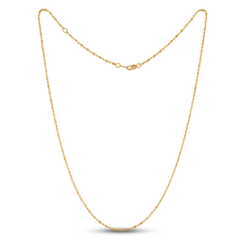 Main Image 1 of 1.45mm Diamond-Cut Long & Short Bead Chain Necklace Solid 10K Yellow Gold 20"