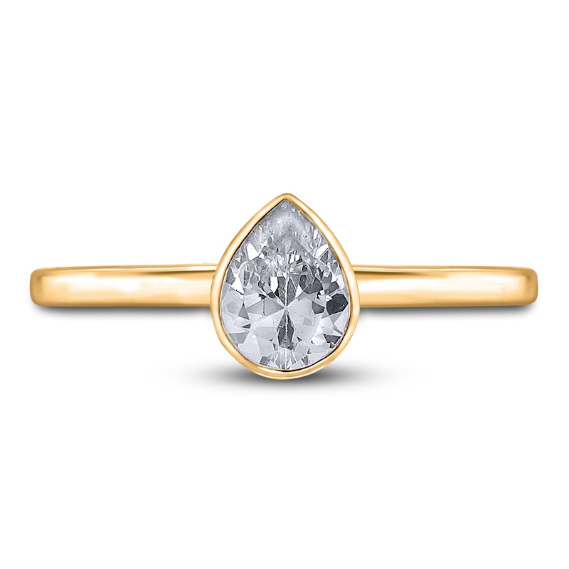 Main Image 3 of Diamond Solitaire Engagement Ring 1 ct tw Bezel-Set Pear 14K Yellow Gold (I2/I)